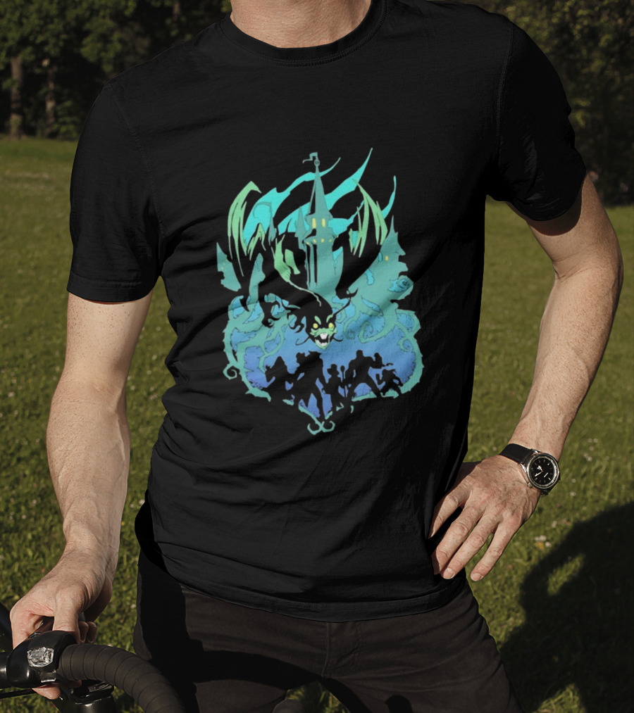 Legends Of Avantris Witchlight Jabberwock Fantasy Tower And Dragon Scene T-Shirt