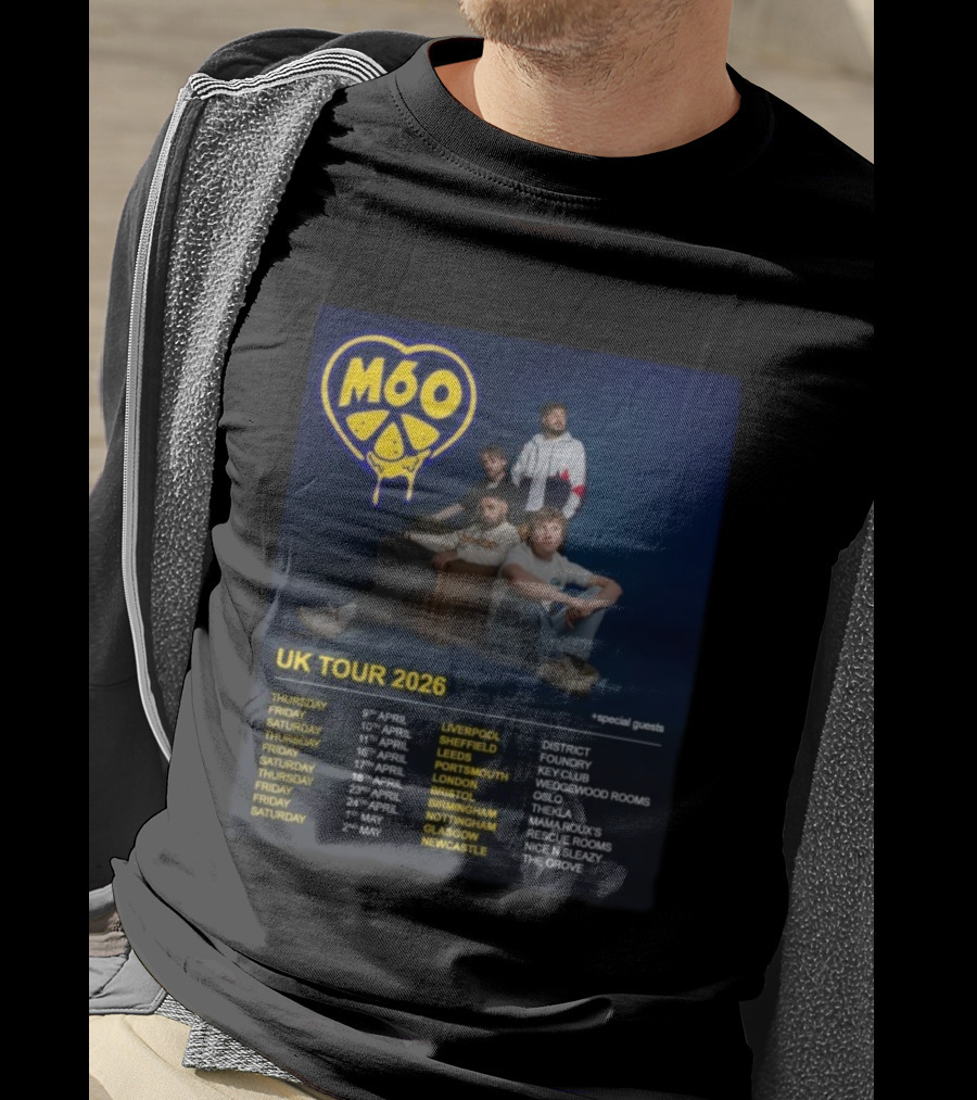 M60 UK Tour 2026 Liverpool Sheffield Leeds Portsmouth London Tour Dates T-Shirt