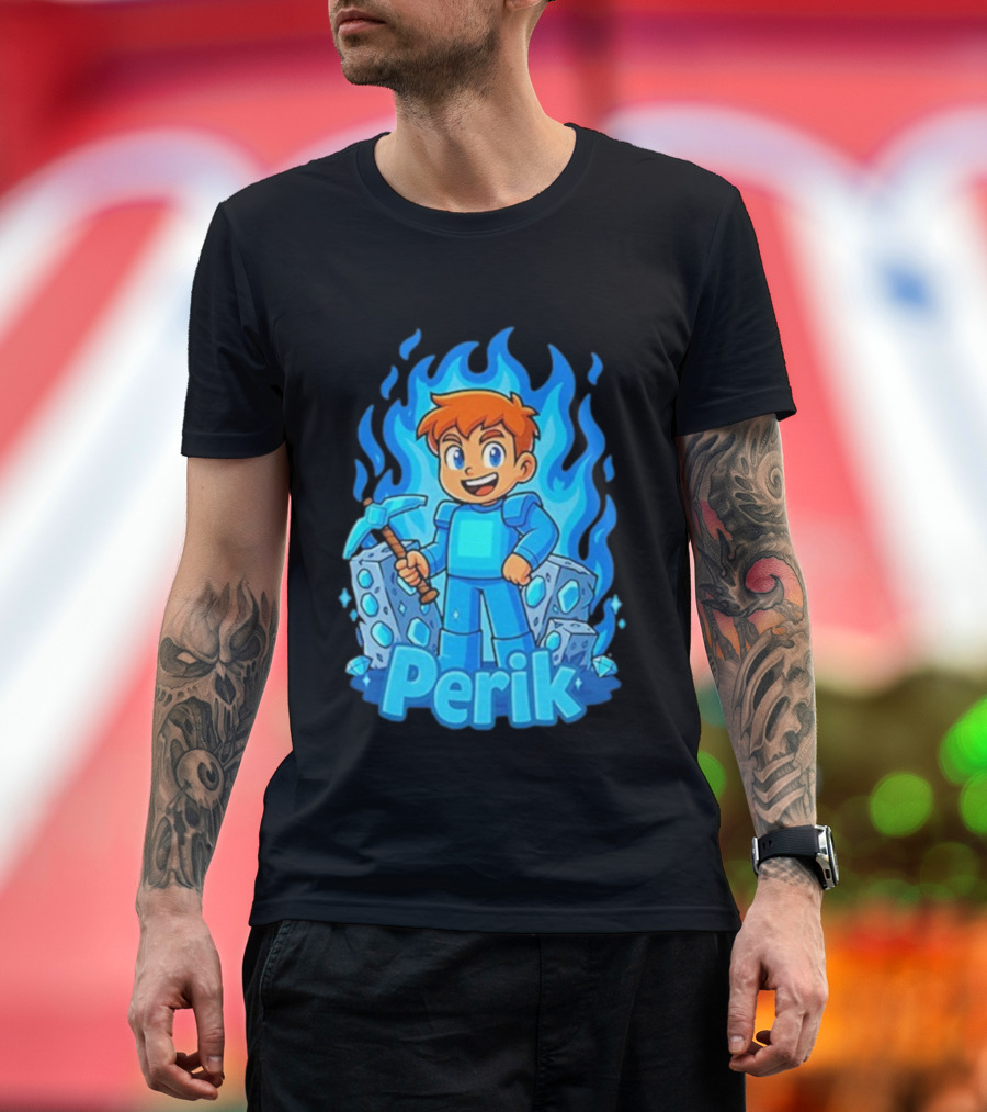 Perik Diamant Blue Flame Miner Character T-Shirt