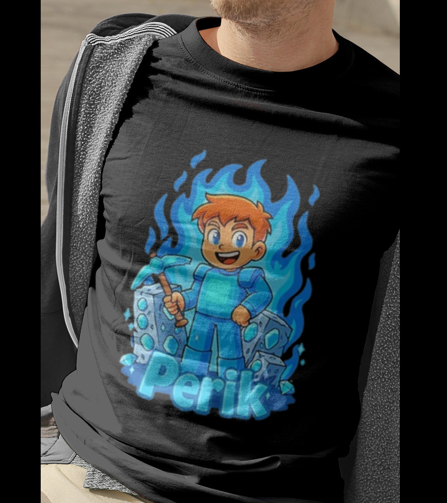 Perik Diamant Blue Flame Miner Character T-Shirt