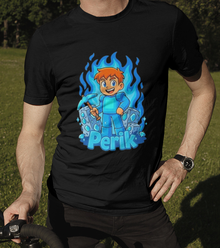 Perik Diamant Blue Flame Miner Character T-Shirt