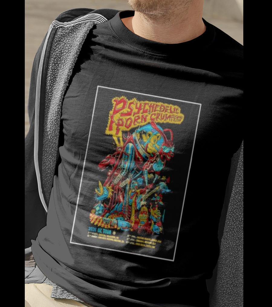 Psychedelic Porn Crumpets 2026 OZ Tour Robot Character Australia Dates T-Shirt