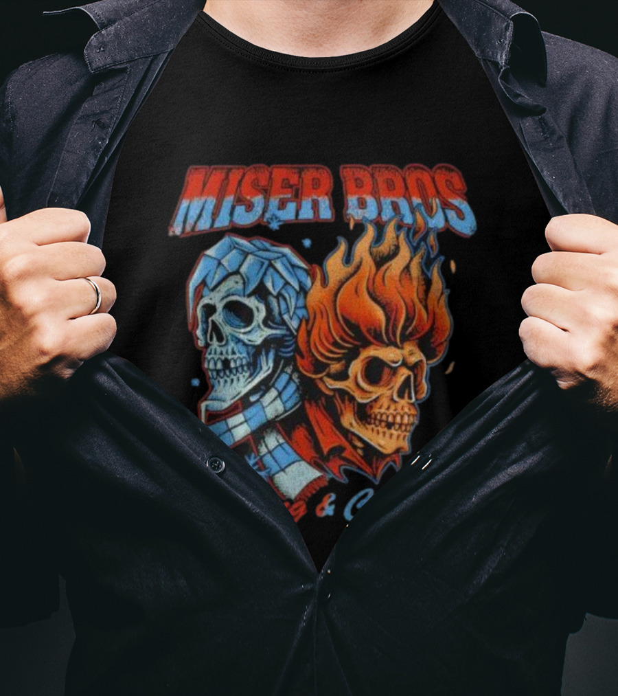 Miser Bros Heating And Cooling 1974 Skull Design T-Shirt