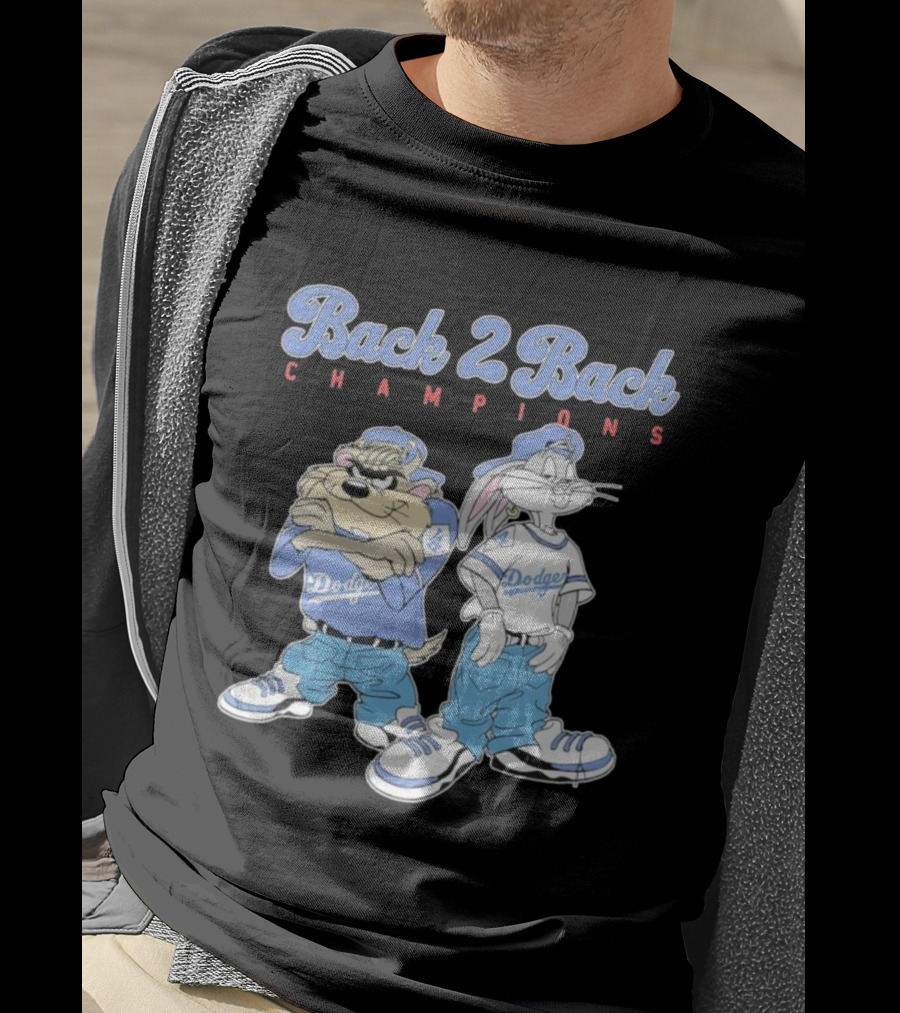Tasmanian Devil Taz Bugs Bunny Dodgers Back 2 Back Champions T-Shirt