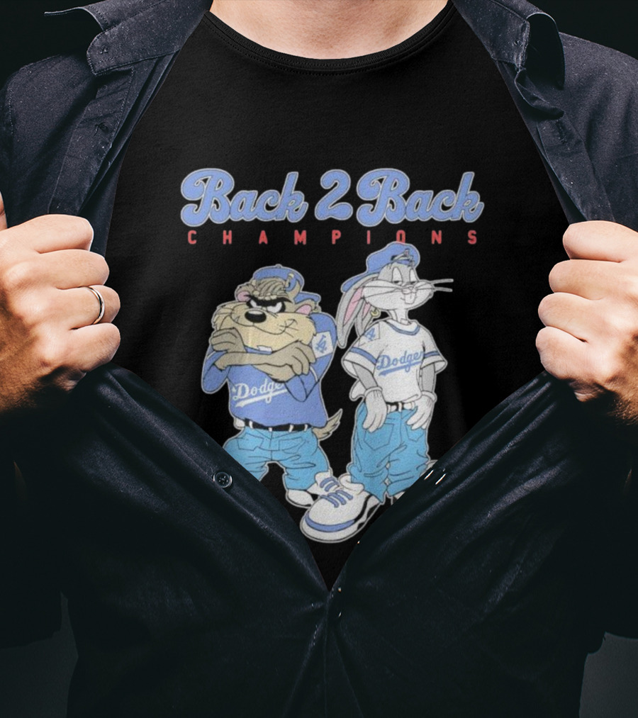 Tasmanian Devil Taz Bugs Bunny Dodgers Back 2 Back Champions T-Shirt