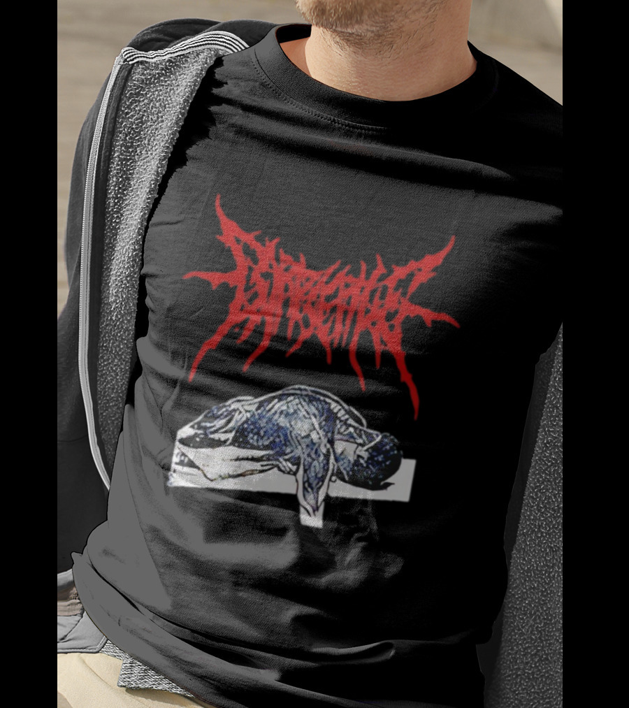 Corpse Pile Horror Extreme Metal Distressed Text Graphic T-Shirt
