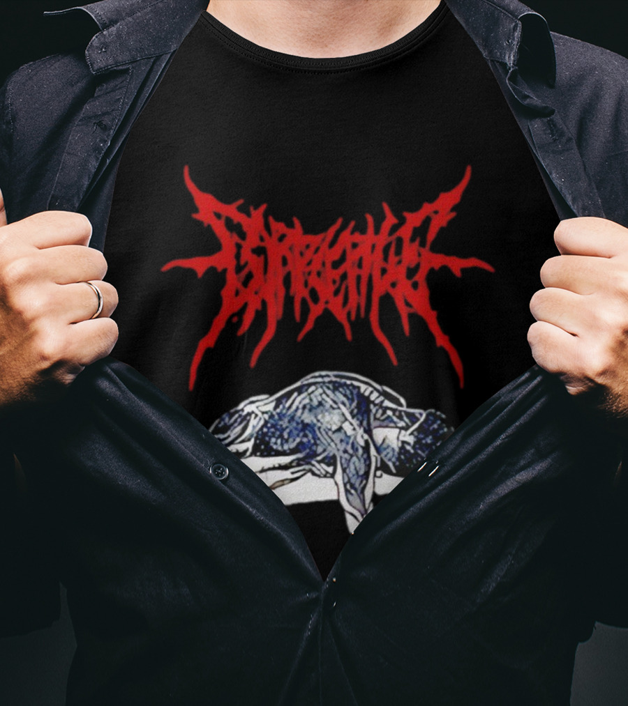 Corpse Pile Horror Extreme Metal Distressed Text Graphic T-Shirt