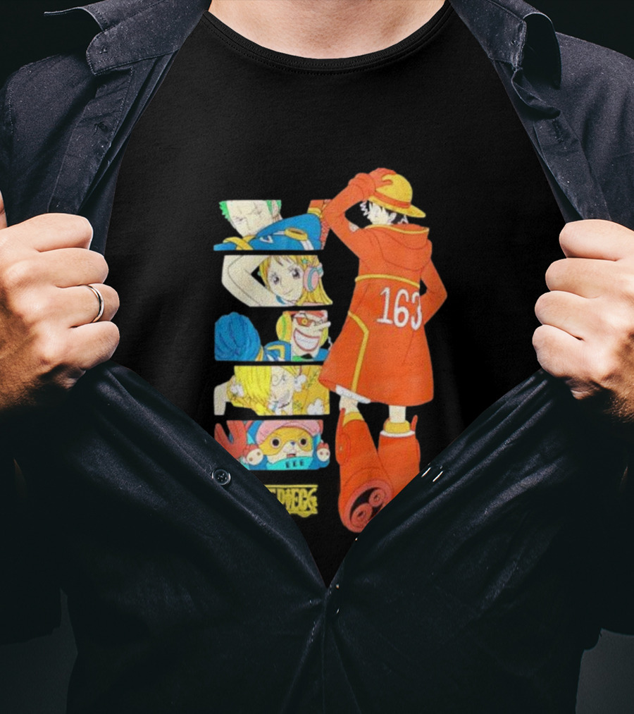 Monkey D. Luffy Firefighter Outfit With One Piece Crew Characters 163 T-Shirt