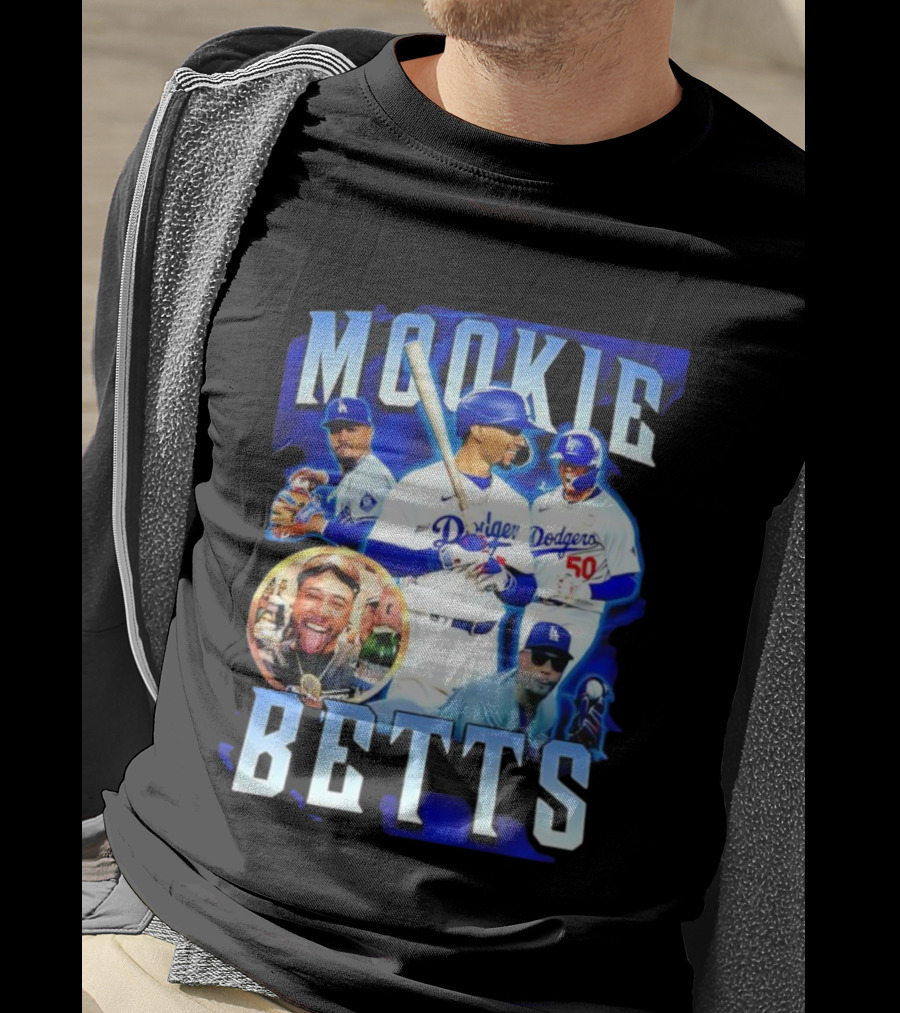 Mookie Betts LA Dodgers Player Collage T-Shirt