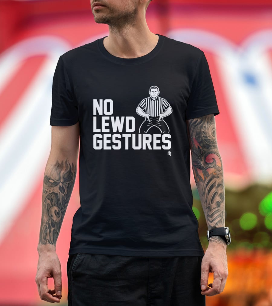 No Lewd Gestures Referee Striped Pose T-Shirt