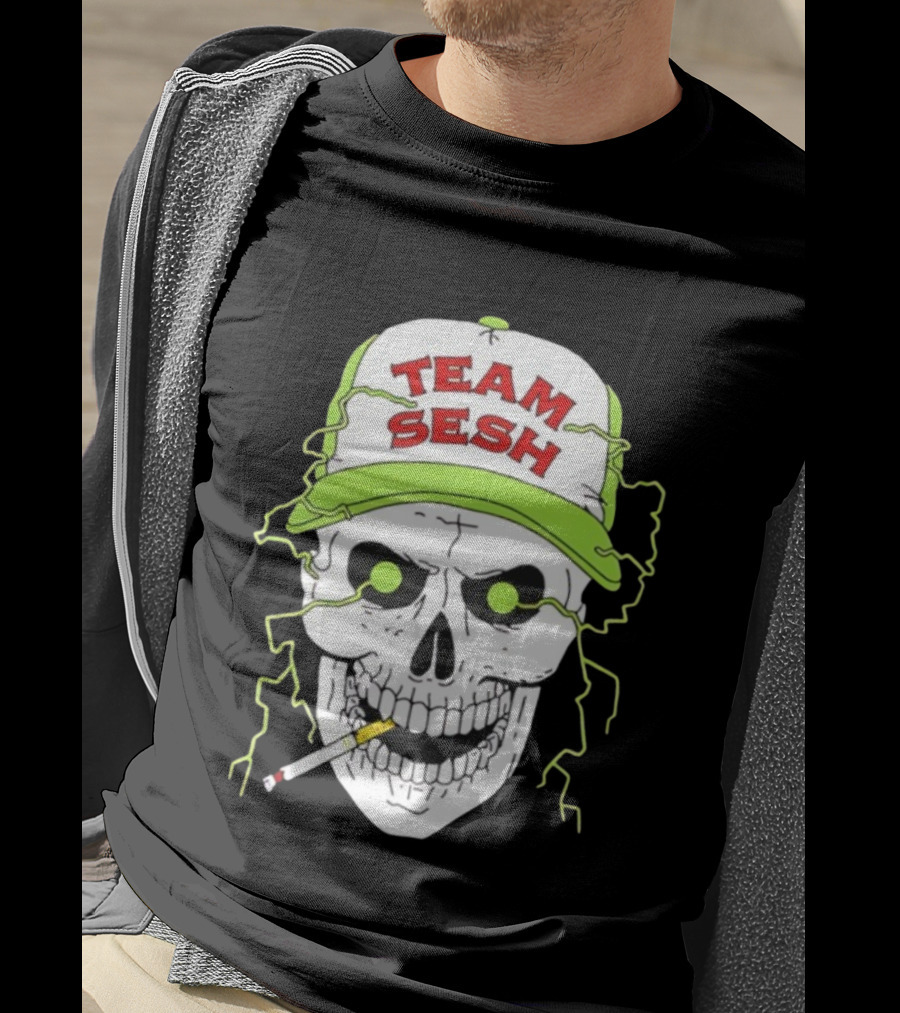 Team Sesh Skull Smoking Bone Tour North America 2025 T-Shirt