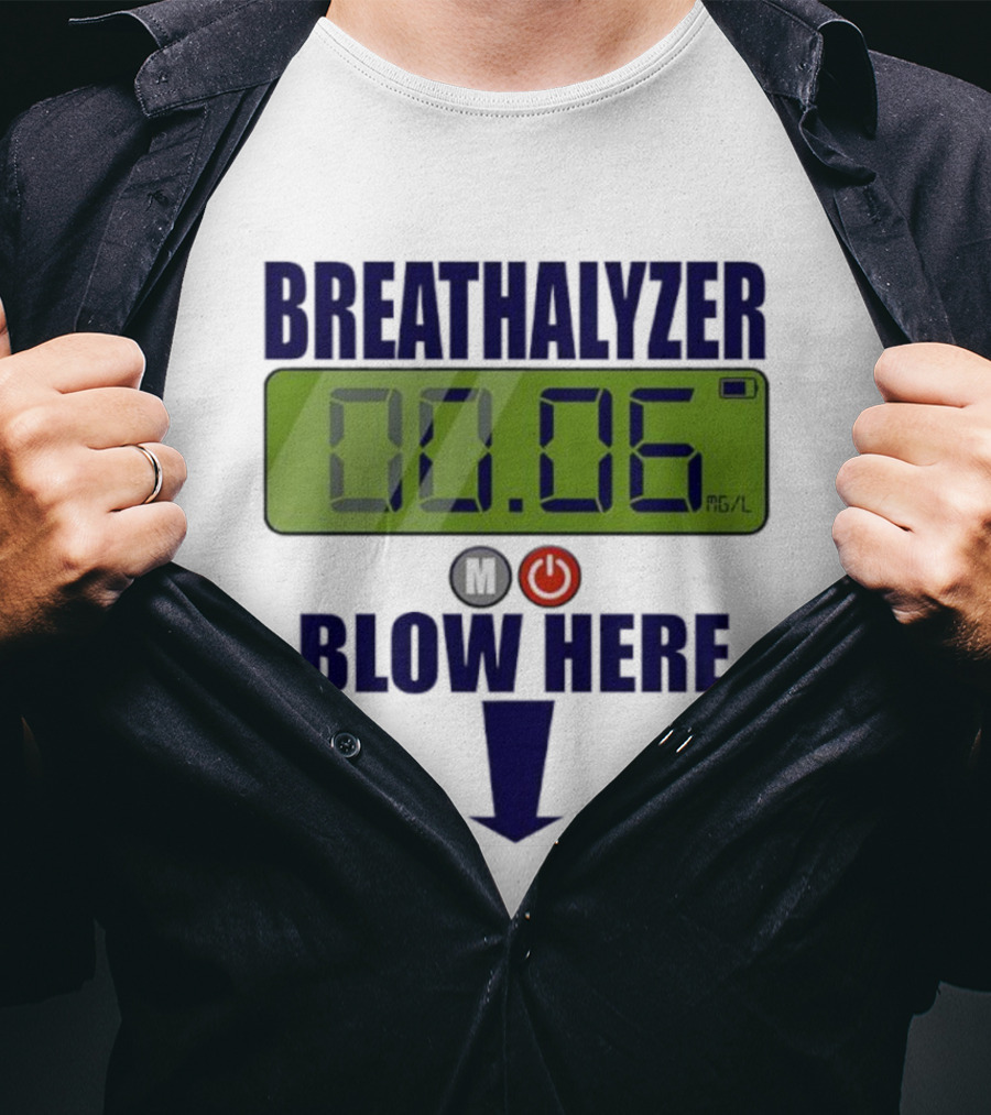 Breathalyzer 00.06 Mg/L Blow Here Power Button Graphic T-Shirt
