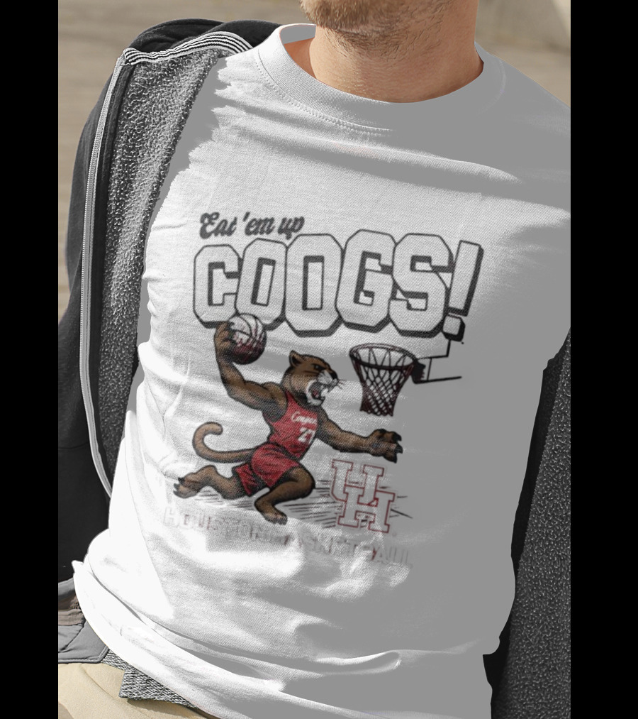 Eat 'Em Up Coogs Slam Dunk Houston Cougars Basketball Mascot T-Shirt