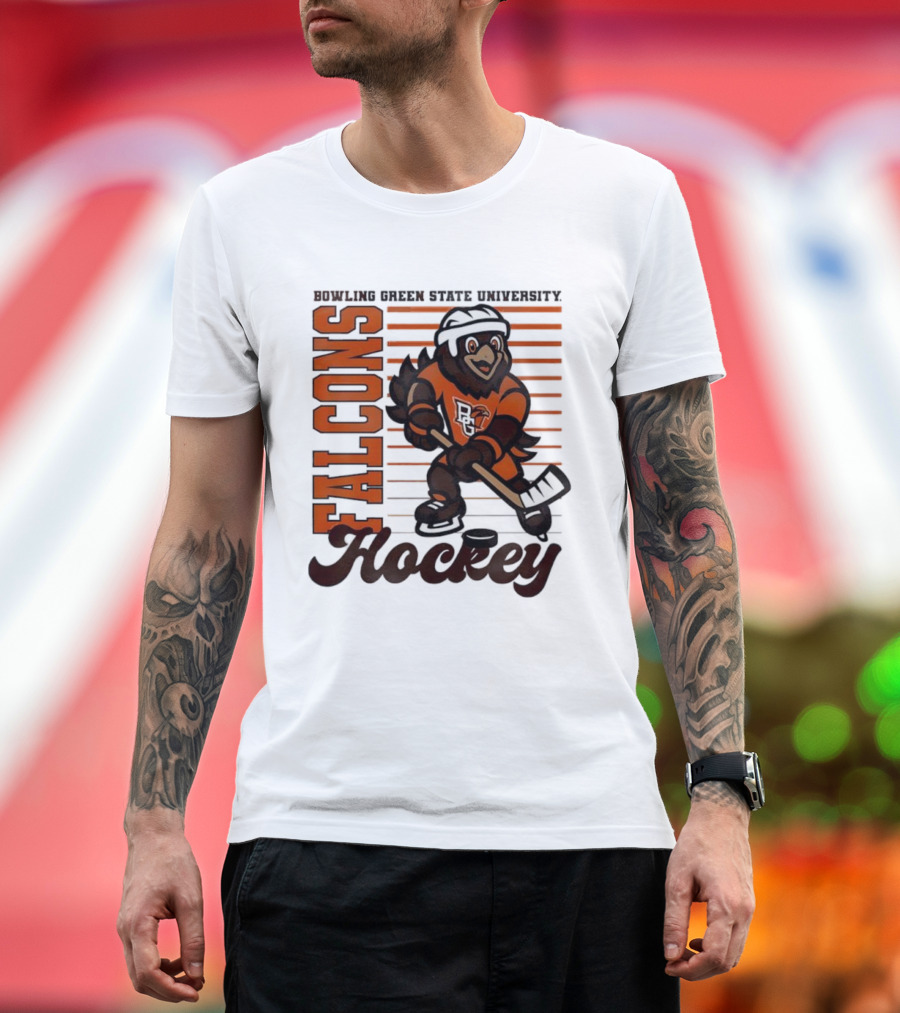Bowling Green Falcons Freddy Falcon Hockey BG Mascot T-Shirt