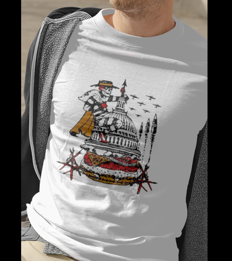 Murder Burger Skeleton Parody Capitol Building Food Mashup T-Shirt