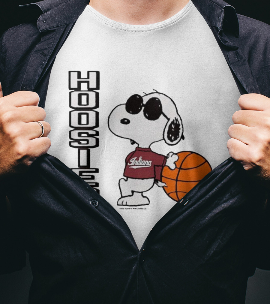 Indiana Hoosiers Peanuts Joe Cool Snoopy Basketball Fan Apparel T-Shirt