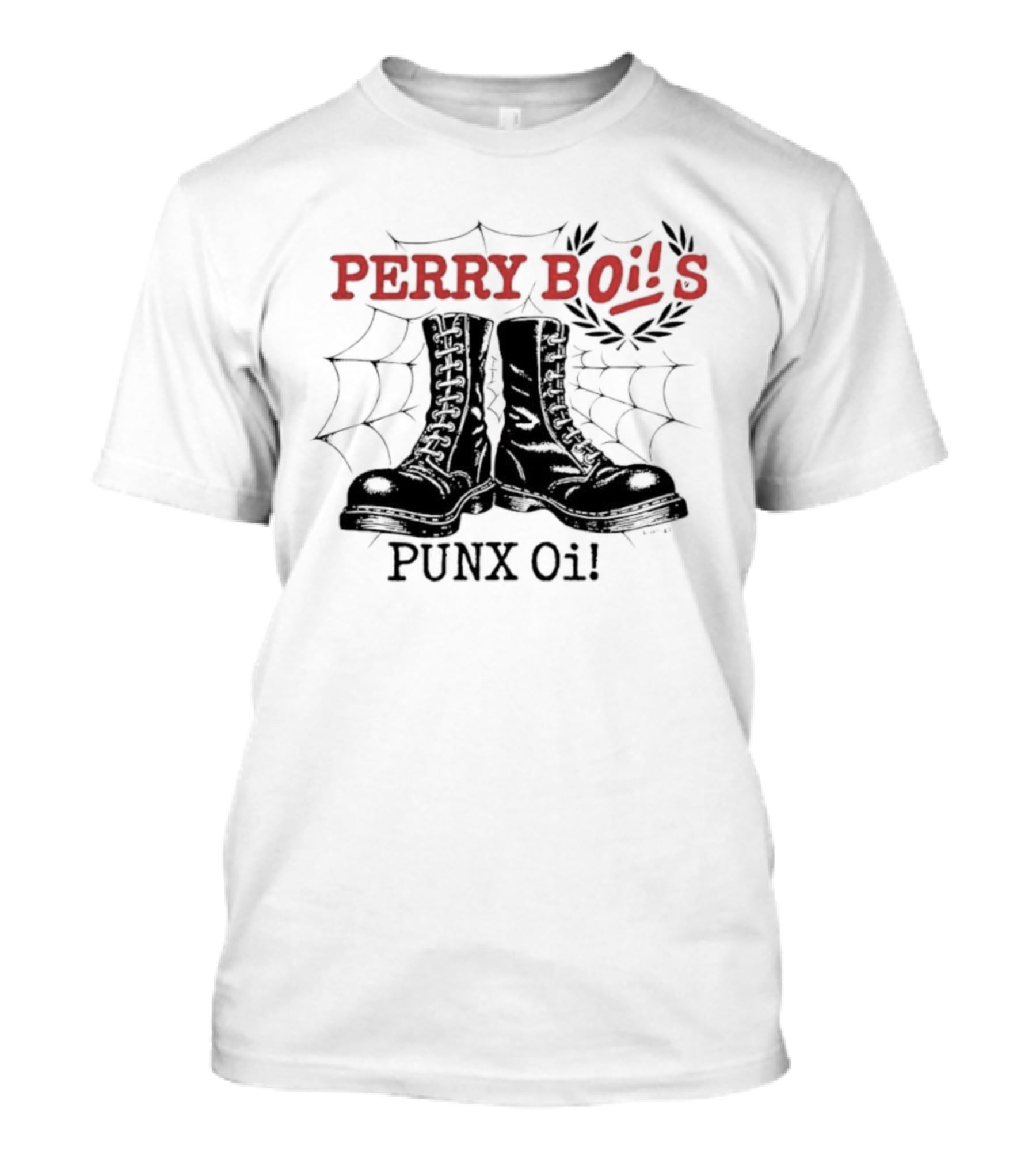 Perrybois Combat Boots Spiderweb Oi Band Graphic T-Shirt