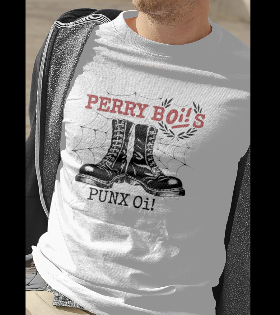 Perrybois Combat Boots Spiderweb Oi Band Graphic T-Shirt