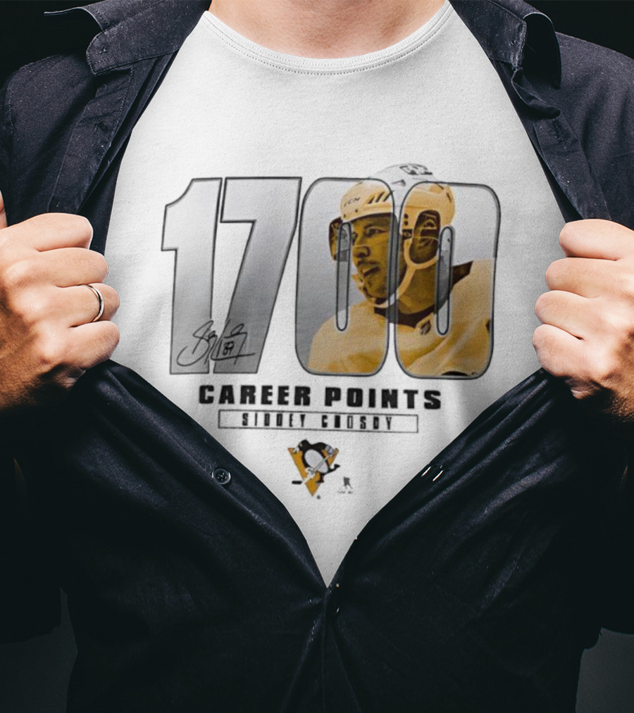 Sidney Crosby 1700 Pittsburgh Penguins Achievement Signature T-Shirt