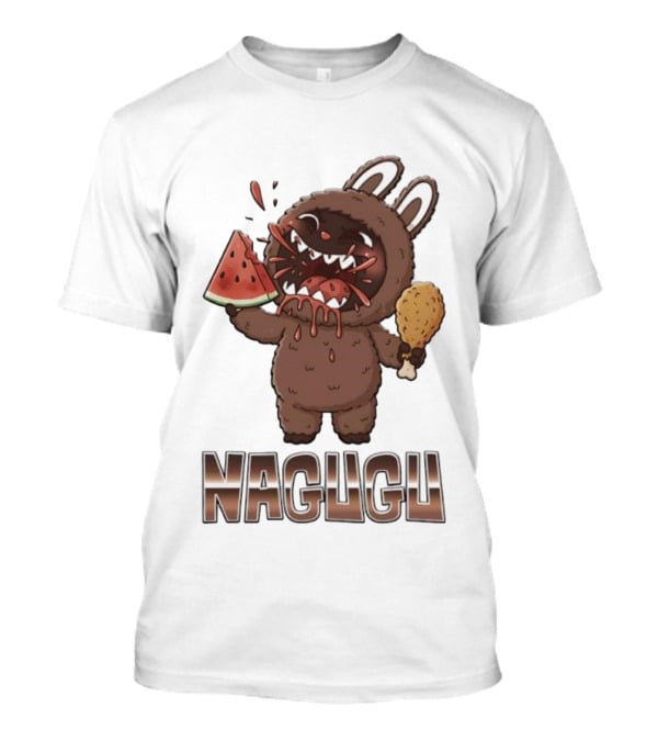 Monsters Nagugu Eating Watermelon And Fried Chicken Labubu T-Shirt