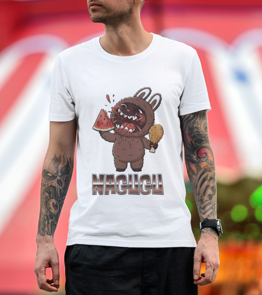 Monsters Nagugu Eating Watermelon And Fried Chicken Labubu T-Shirt