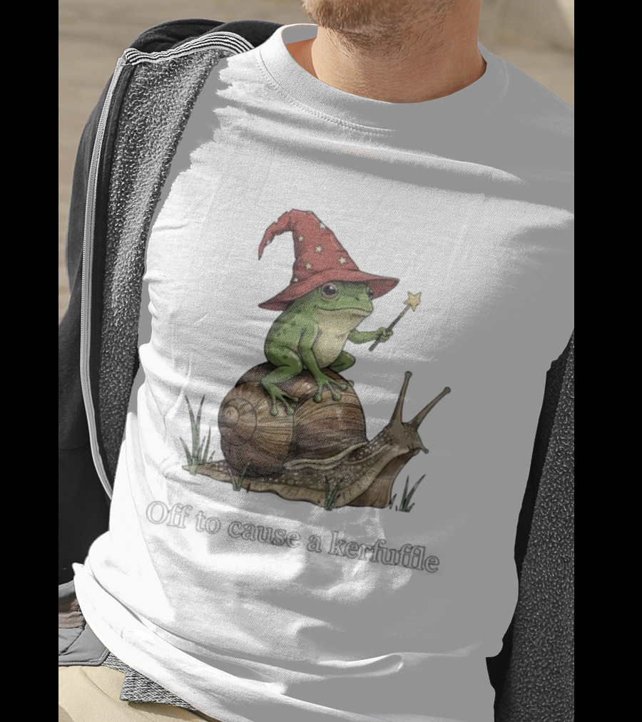 Whimsical Wizard Frog Snail Adventure Off To Cause A Kerfuffle T-Shirt
