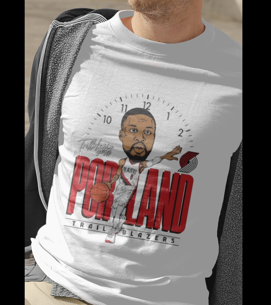 Portland Trail Blazers Cartoon Basketball Player Logo T-Shirt