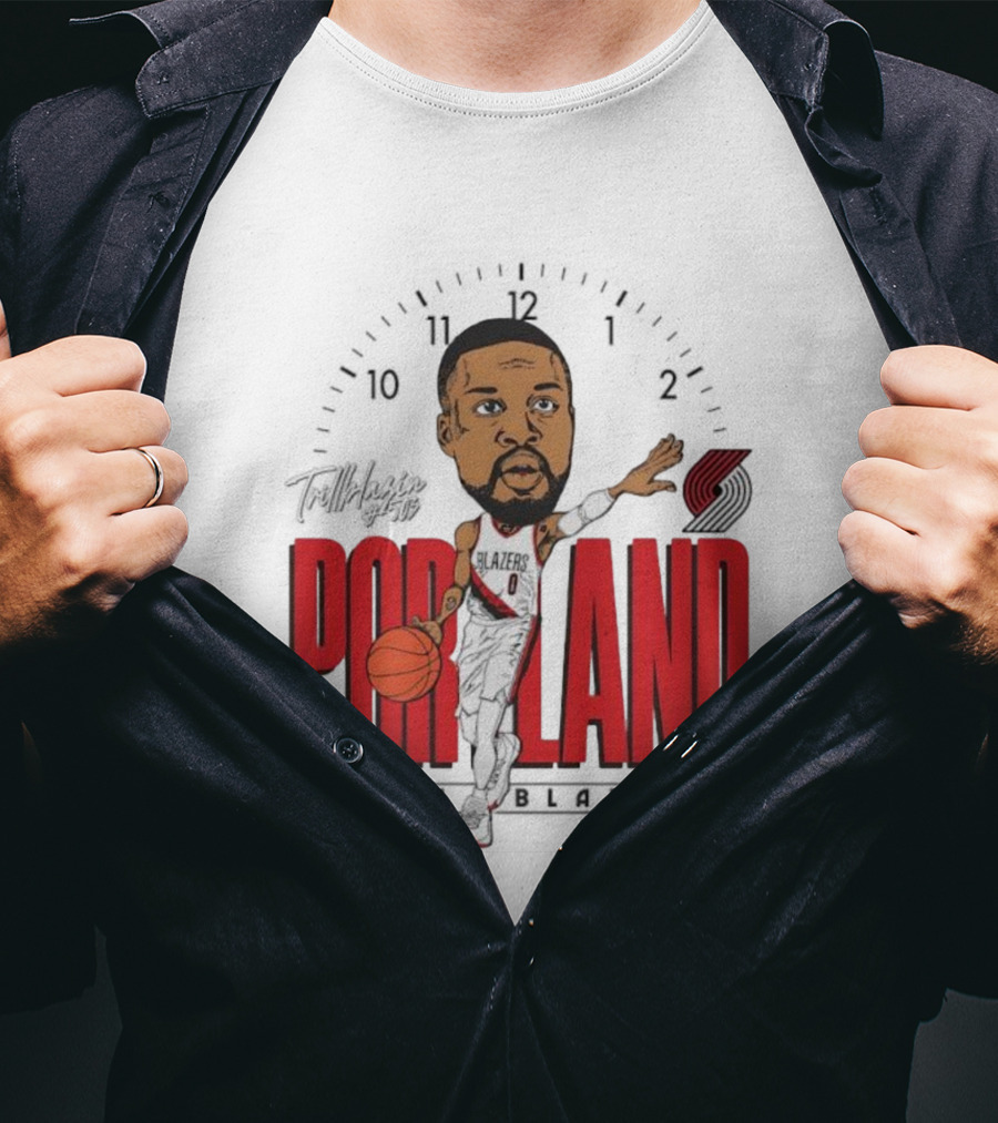 Portland Trail Blazers Cartoon Basketball Player Logo T-Shirt
