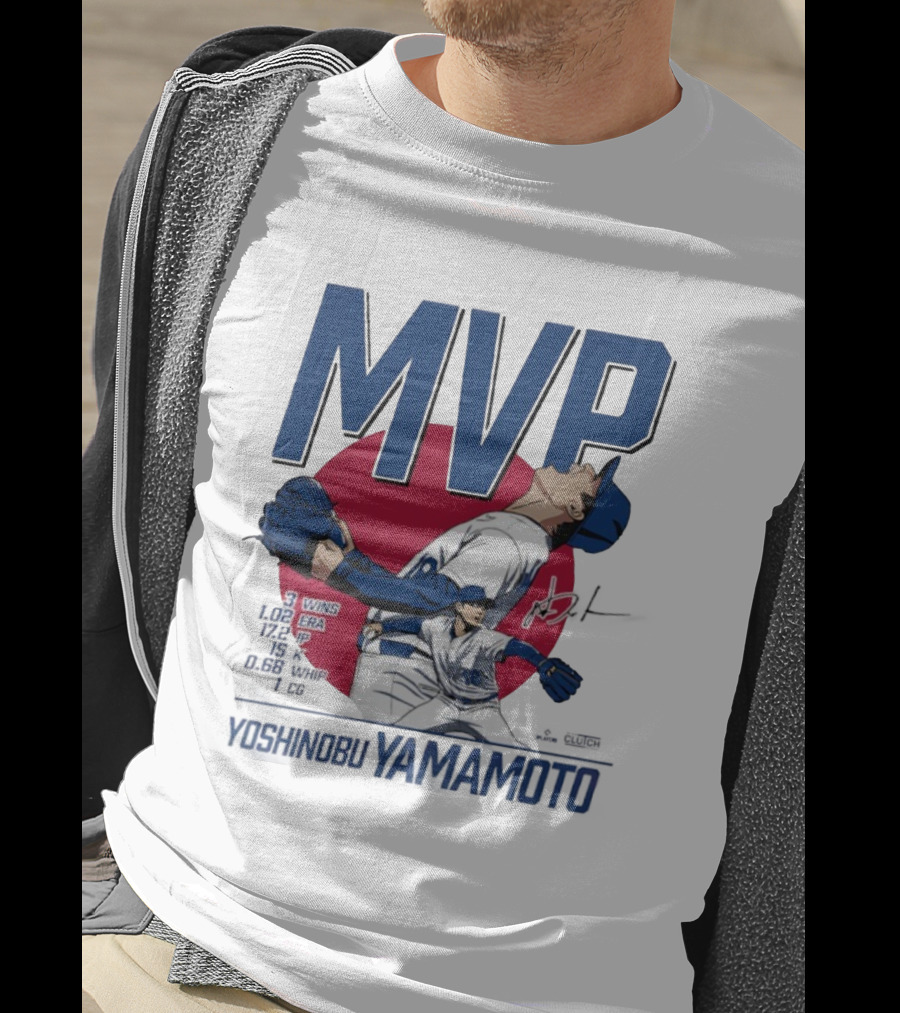 MVP Yoshinobu Yamamoto Three Wins Pitcher ERA Los Angeles Dodgers T-Shirt