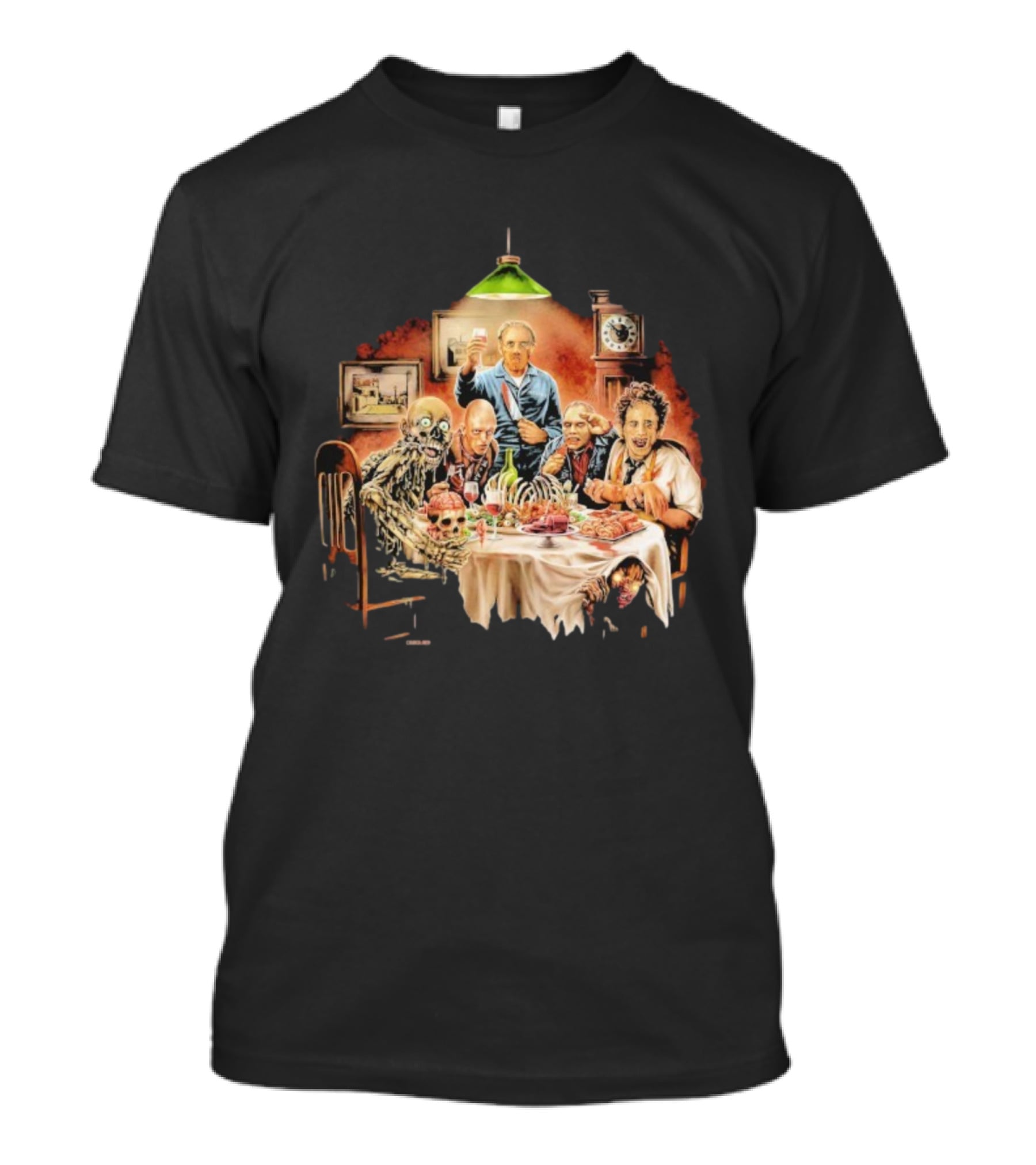 Cannibal Thanksgiving Horror Dinner With Skeletons And Monsters T-Shirt