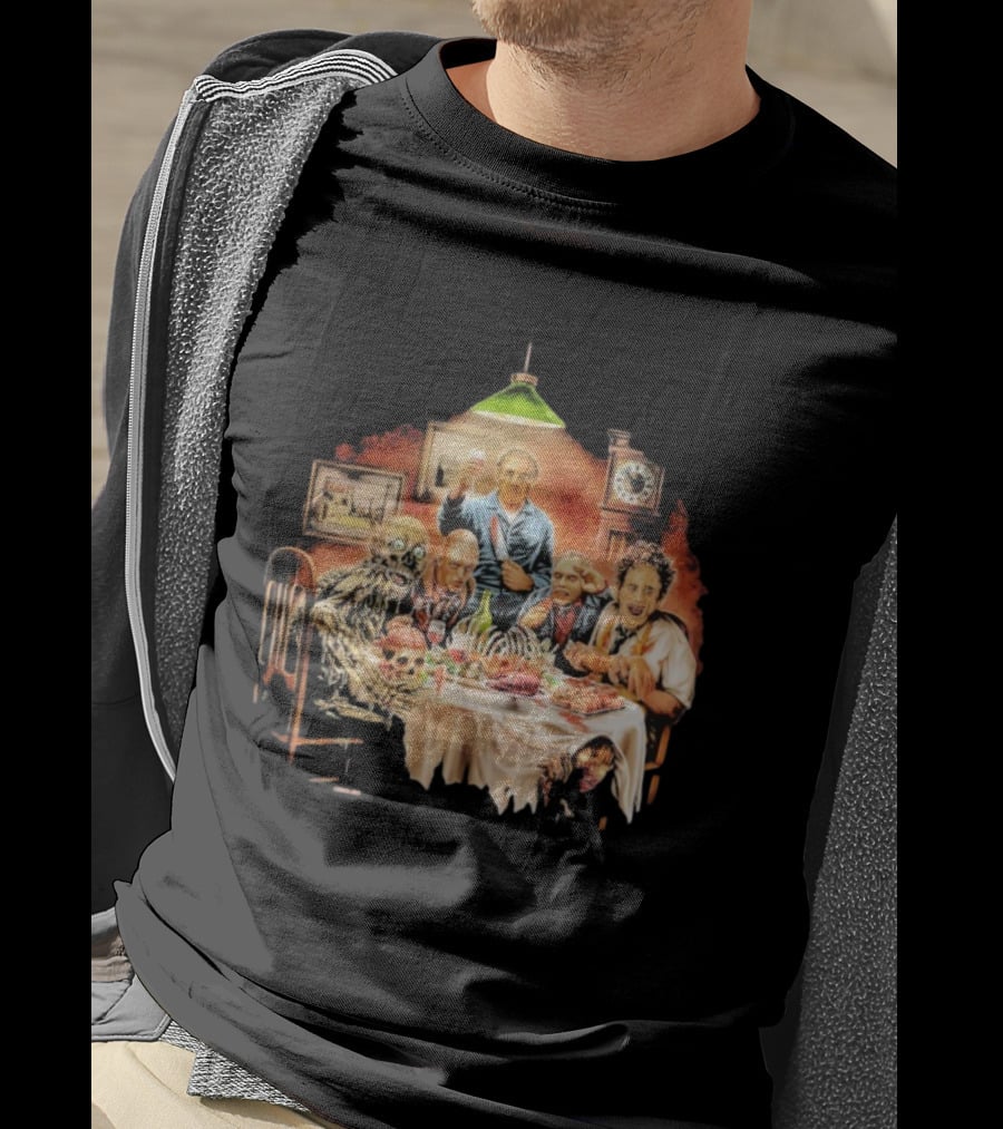 Cannibal Thanksgiving Horror Dinner With Skeletons And Monsters T-Shirt