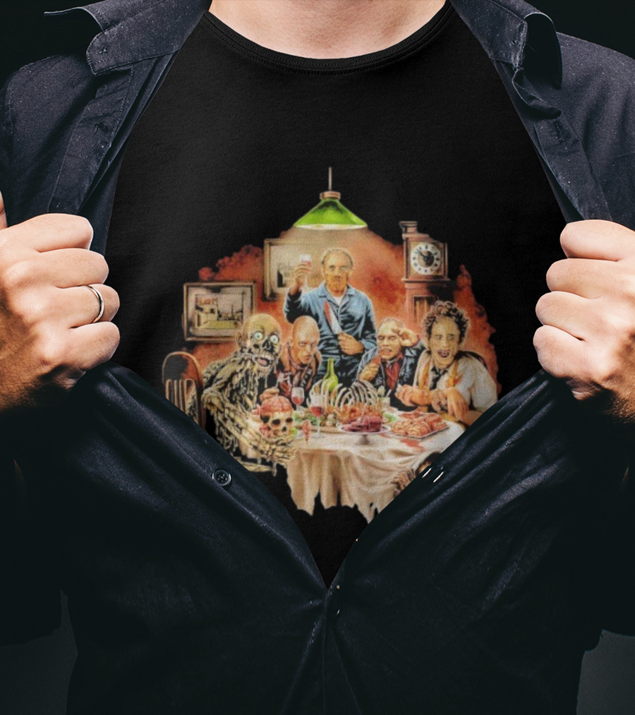 Cannibal Thanksgiving Horror Dinner With Skeletons And Monsters T-Shirt