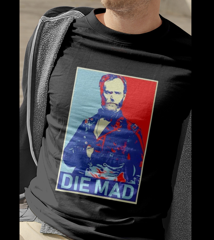 Die Mad Sherman Essential Bold Political Art Red Blue Portrait T-Shirt