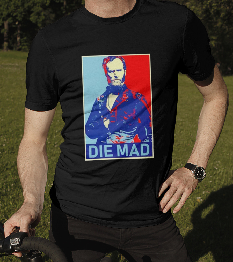 Die Mad Sherman Essential Bold Political Art Red Blue Portrait T-Shirt
