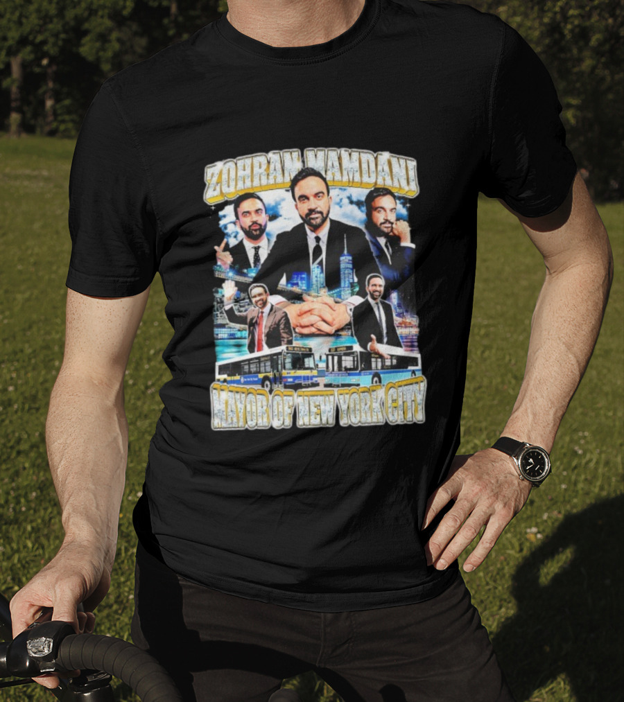 Zohran Mamdani Mayor Of New York City Skyscrapers Buses Skyline T-Shirt