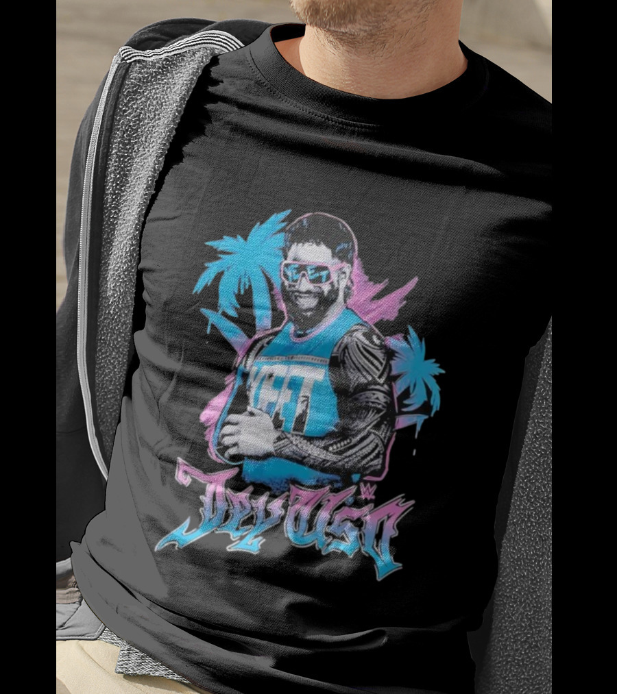 WWE Jay Uso Palm Trees Yeet Neon Tattoo Design T-Shirt