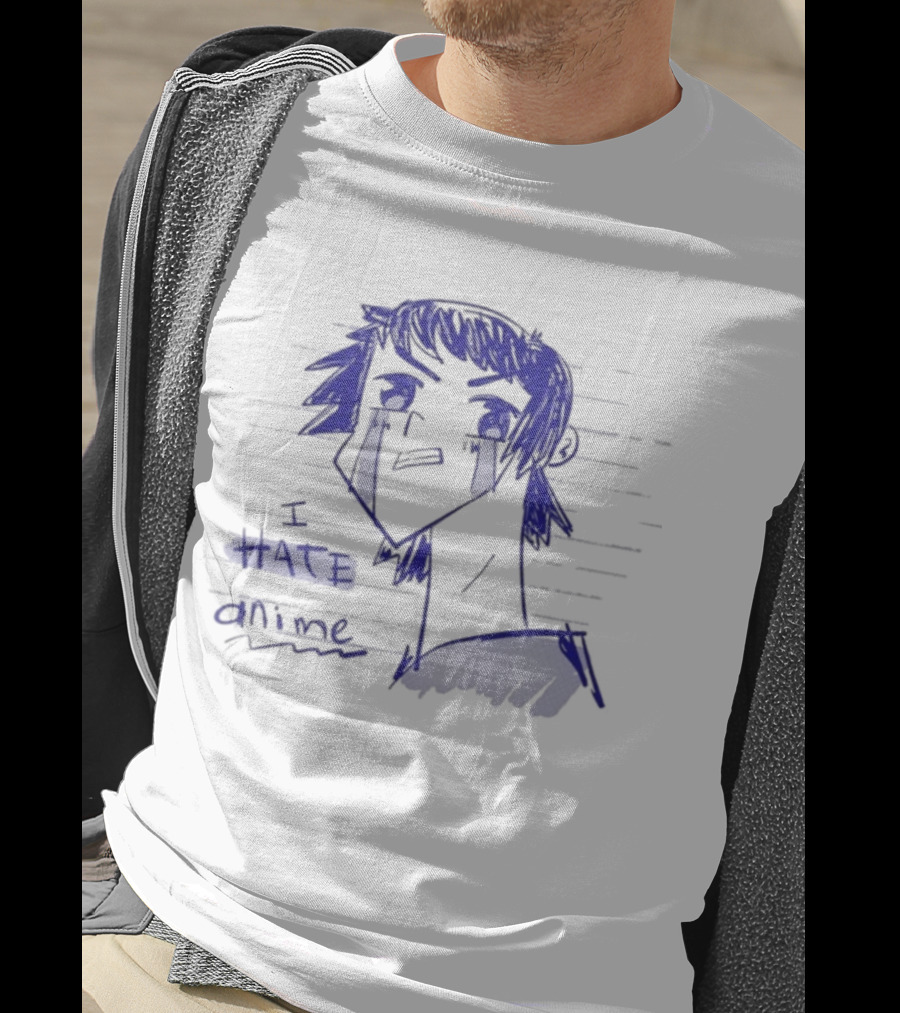 I Hate Anime Blue Sketch Jess Rojo T-Shirt