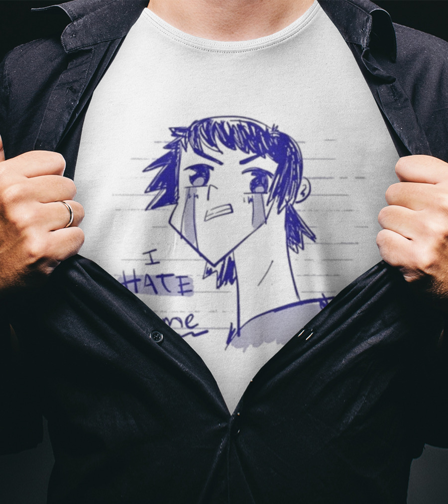 I Hate Anime Blue Sketch Jess Rojo T-Shirt