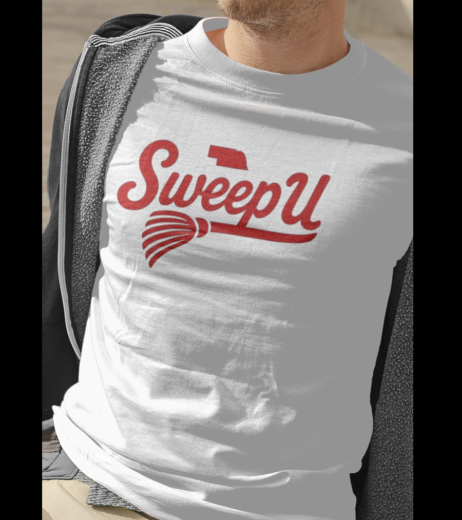 Sweep U Nebraska Cornhuskers Volleyball Broom Logo T-Shirt