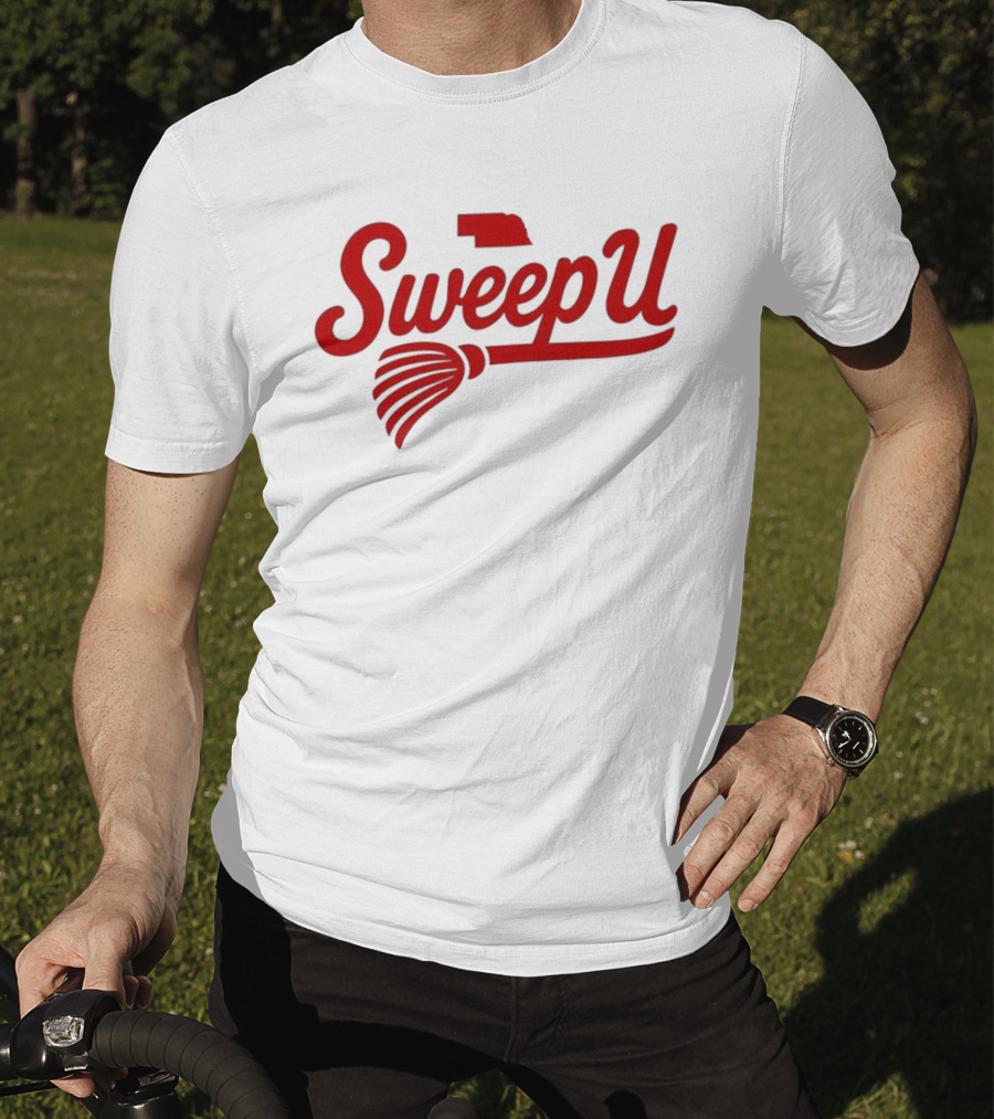 Sweep U Nebraska Cornhuskers Volleyball Broom Logo T-Shirt