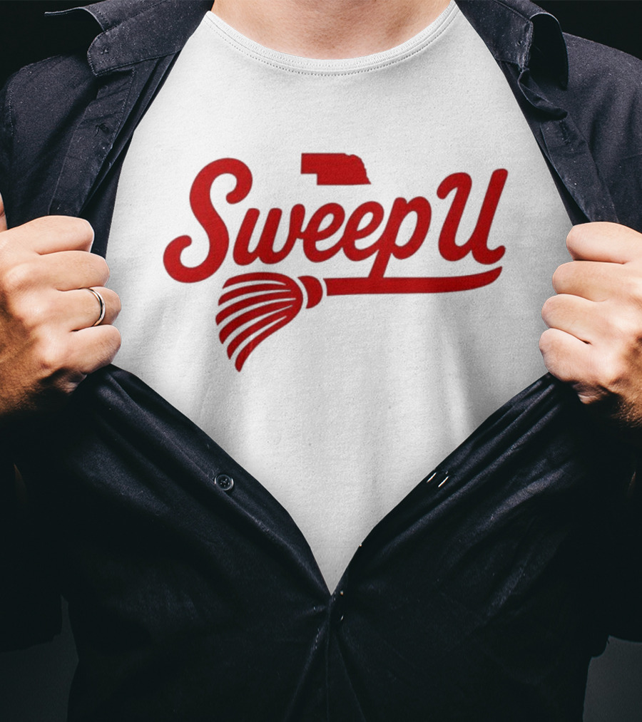Sweep U Nebraska Cornhuskers Volleyball Broom Logo T-Shirt