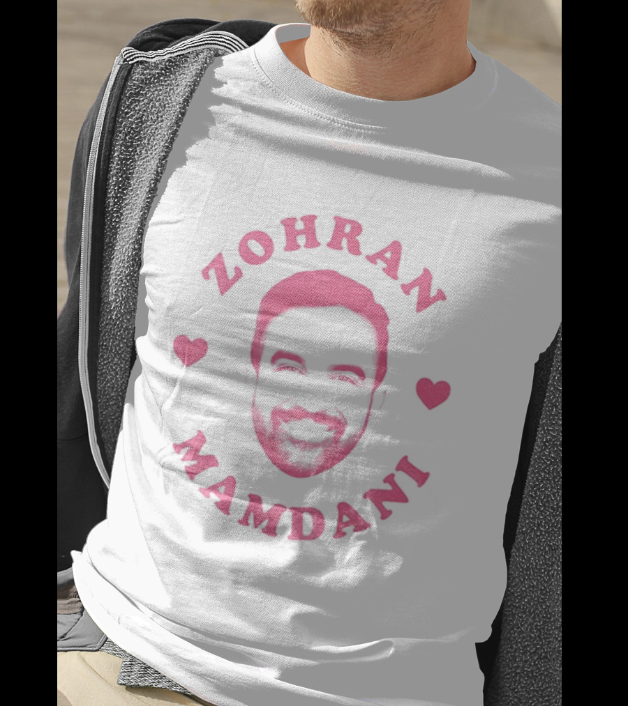 Zohran Mamdani Pink Heart NYC Mayor 2025 Political Campaign T-Shirt