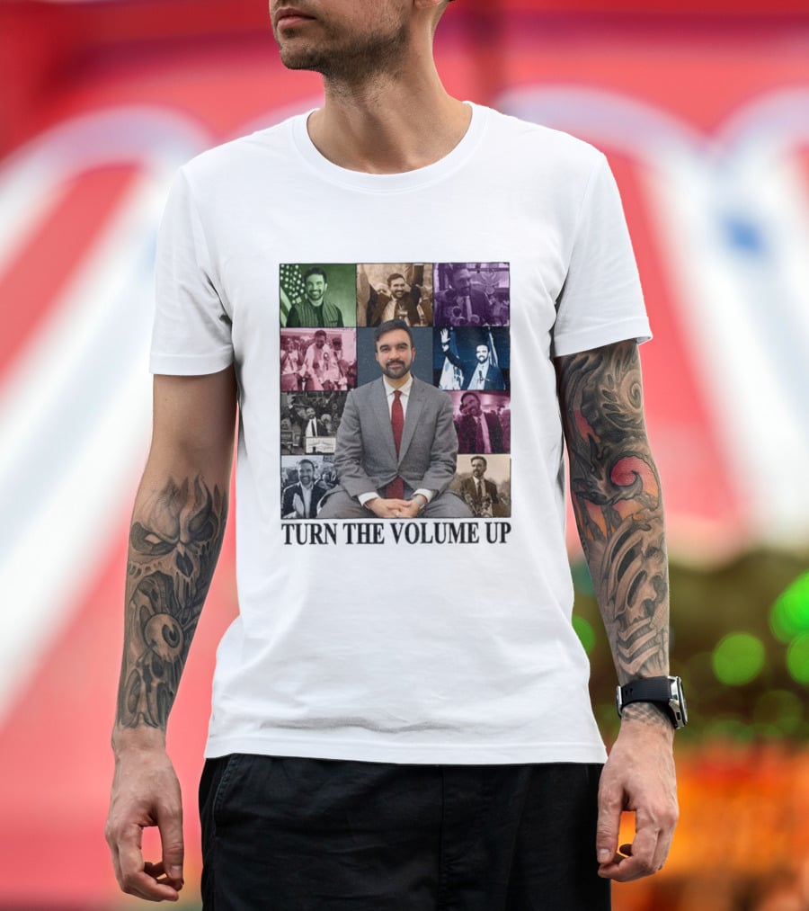 Zohran Mamdani Turn The Volume Up NYC 2026 The Eras Tour Vintage Portrait Collection T-Shirt