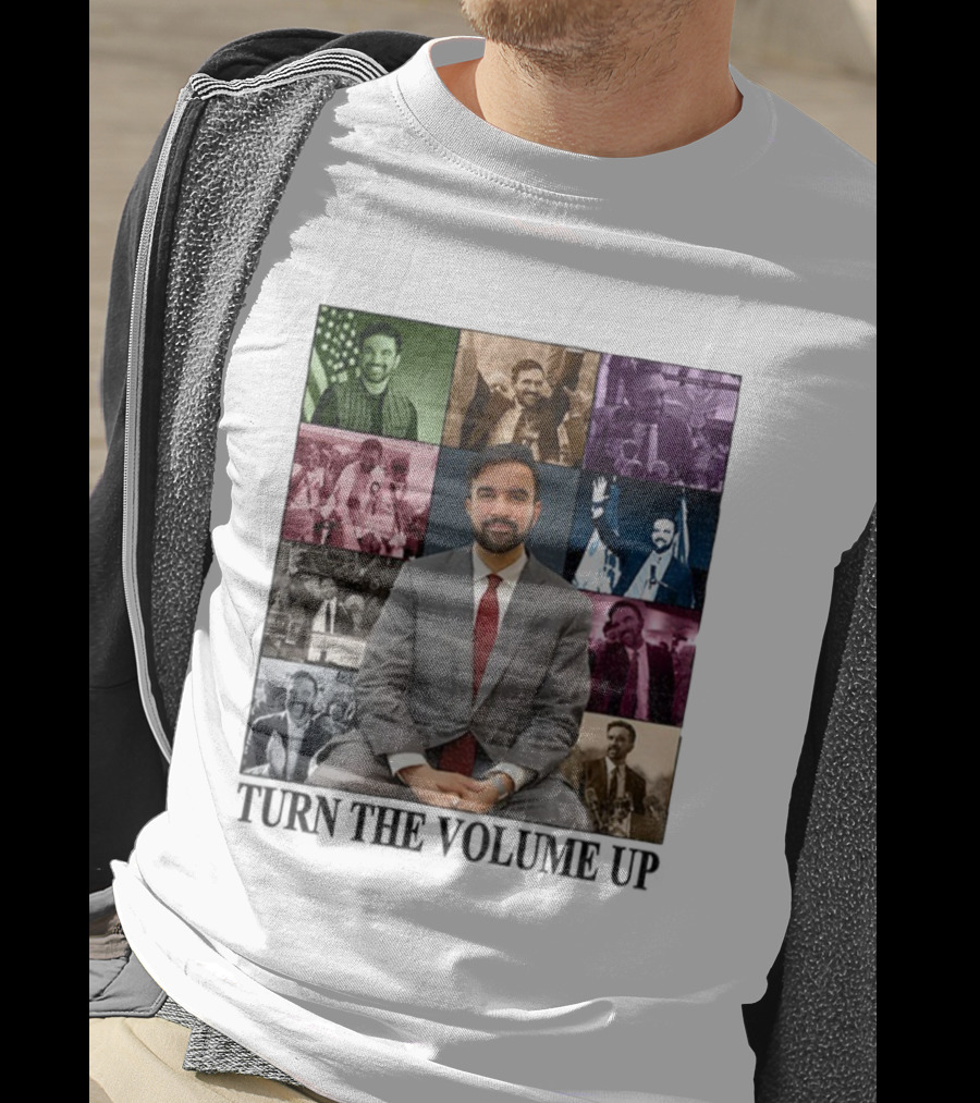 Zohran Mamdani Turn The Volume Up NYC 2026 The Eras Tour Vintage Portrait Collection T-Shirt