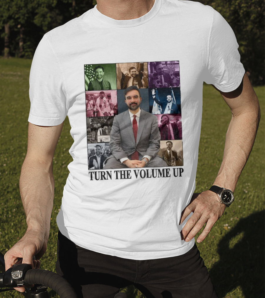 Zohran Mamdani Turn The Volume Up NYC 2026 The Eras Tour Vintage Portrait Collection T-Shirt