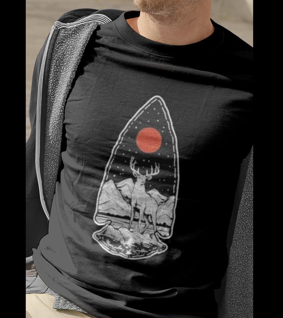 Black Rifle Coffee Deer Arrowhead Mountains And Night Sky T-Shirt