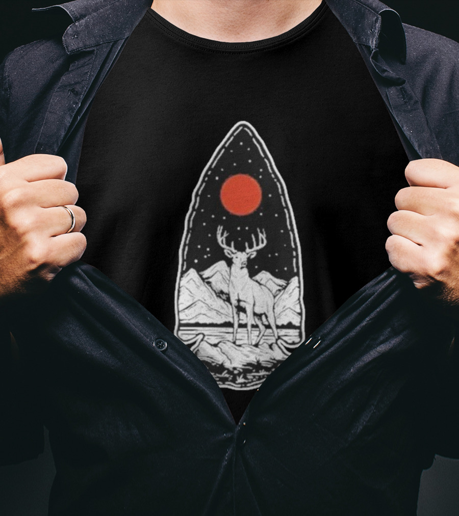 Black Rifle Coffee Deer Arrowhead Mountains And Night Sky T-Shirt