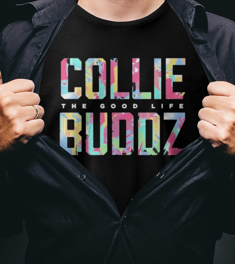 COLLIE BUDDZ The Good Life Bold Colorful Pattern T-Shirt