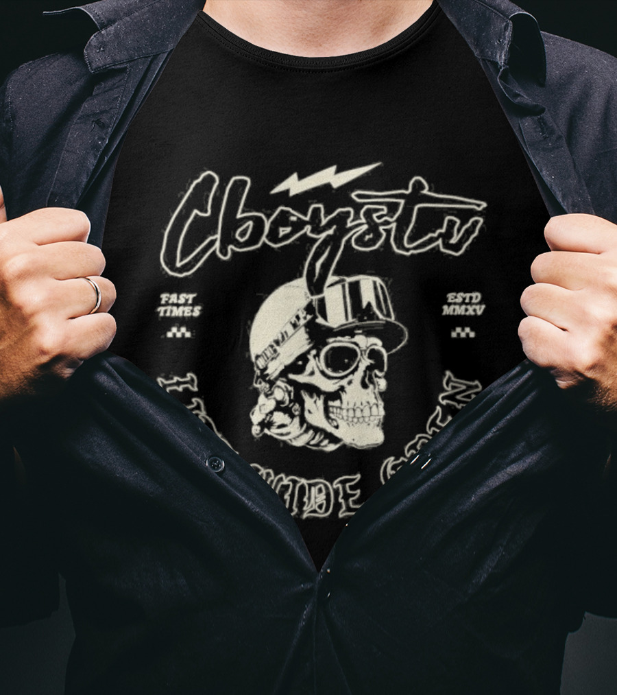 Cboystv Life Wide Open Skull Helmet Adventure T-Shirt