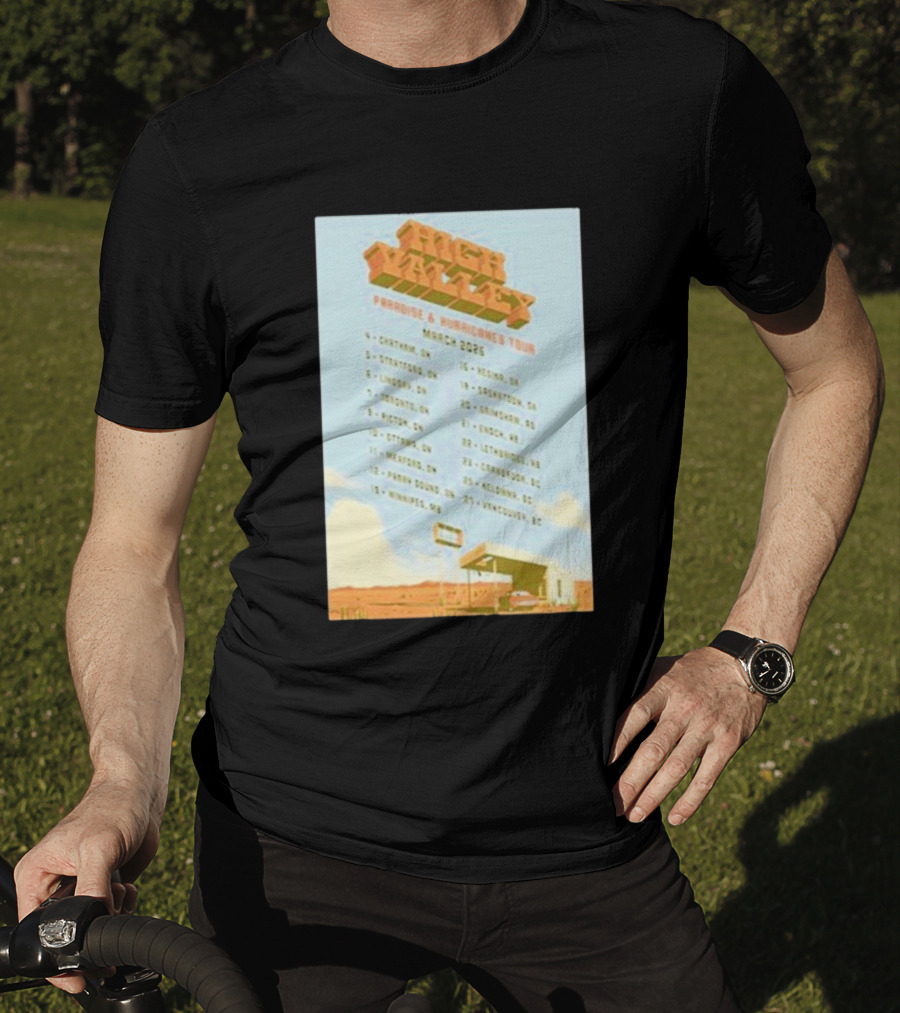 High Valley Paradise Hurricanes Tour 2026 March Dates Canada USA Locations T-Shirt